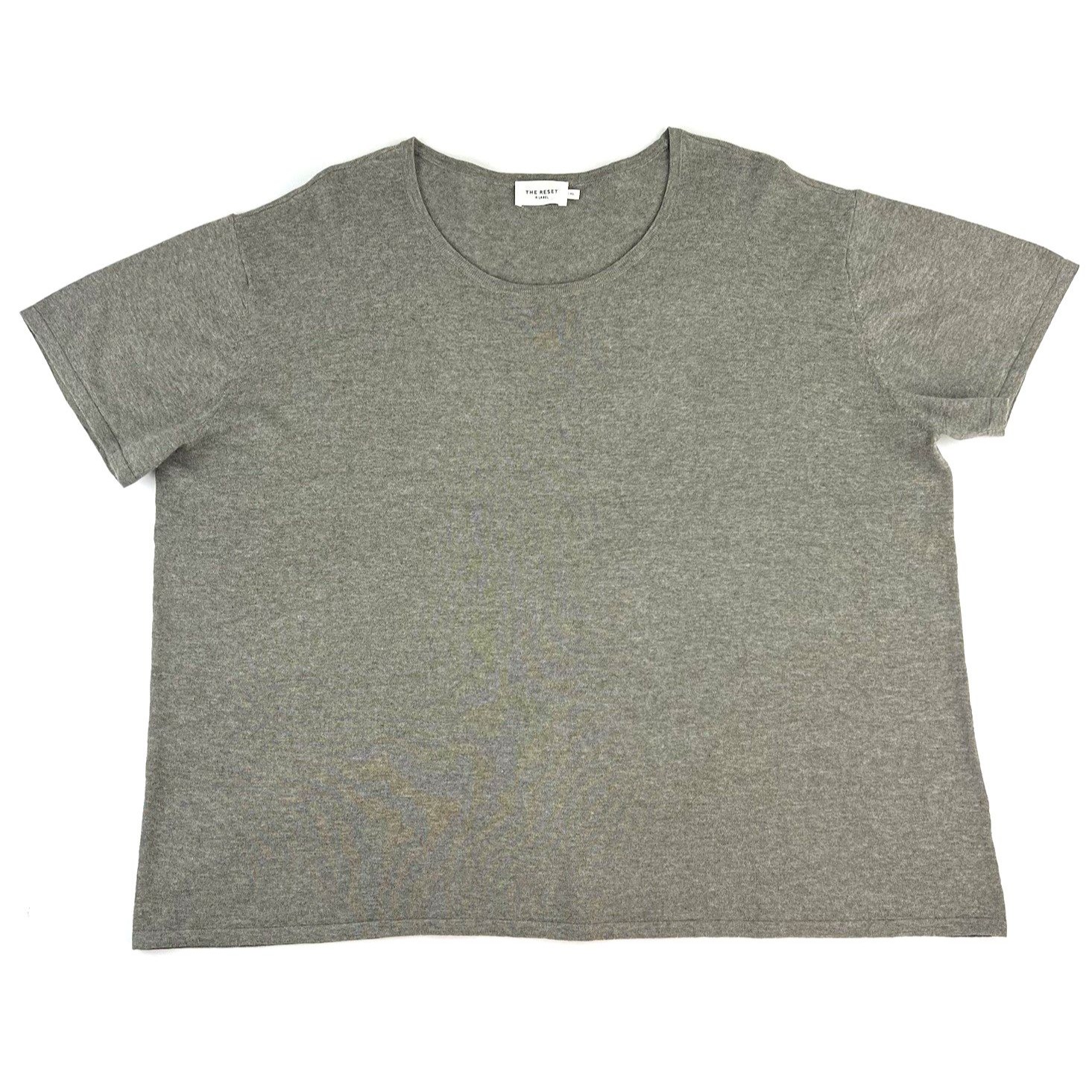 The Reset R Label Everyday Knit Tee Womens Boxy Xl Gray Ss Linen Blend